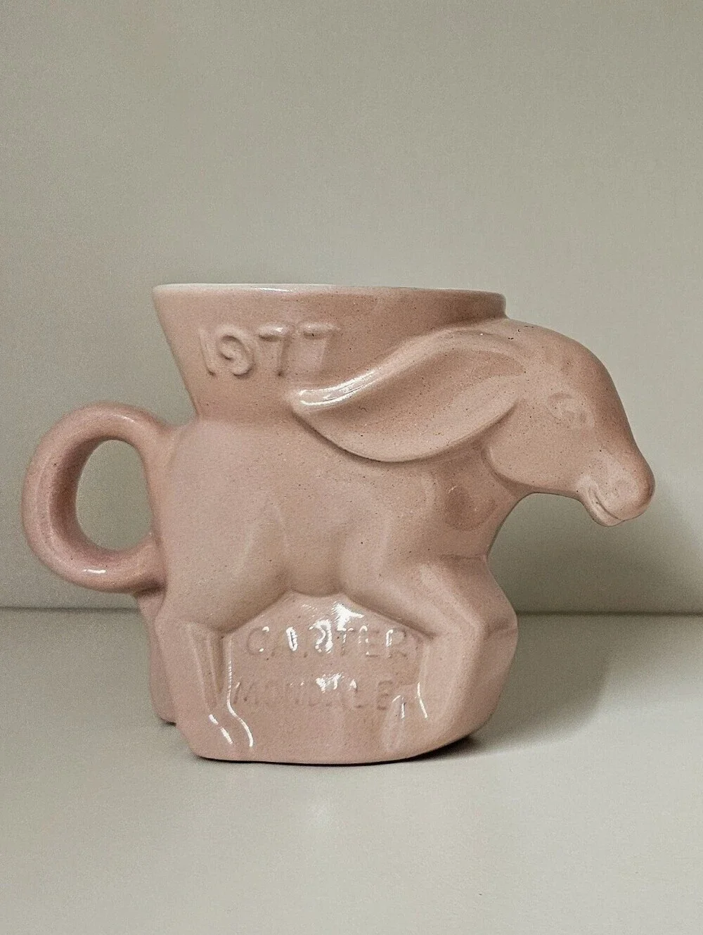 VINTAGE 1977 Frankoma Collectible Blush Pink Elephant & Donkey Planters (2)